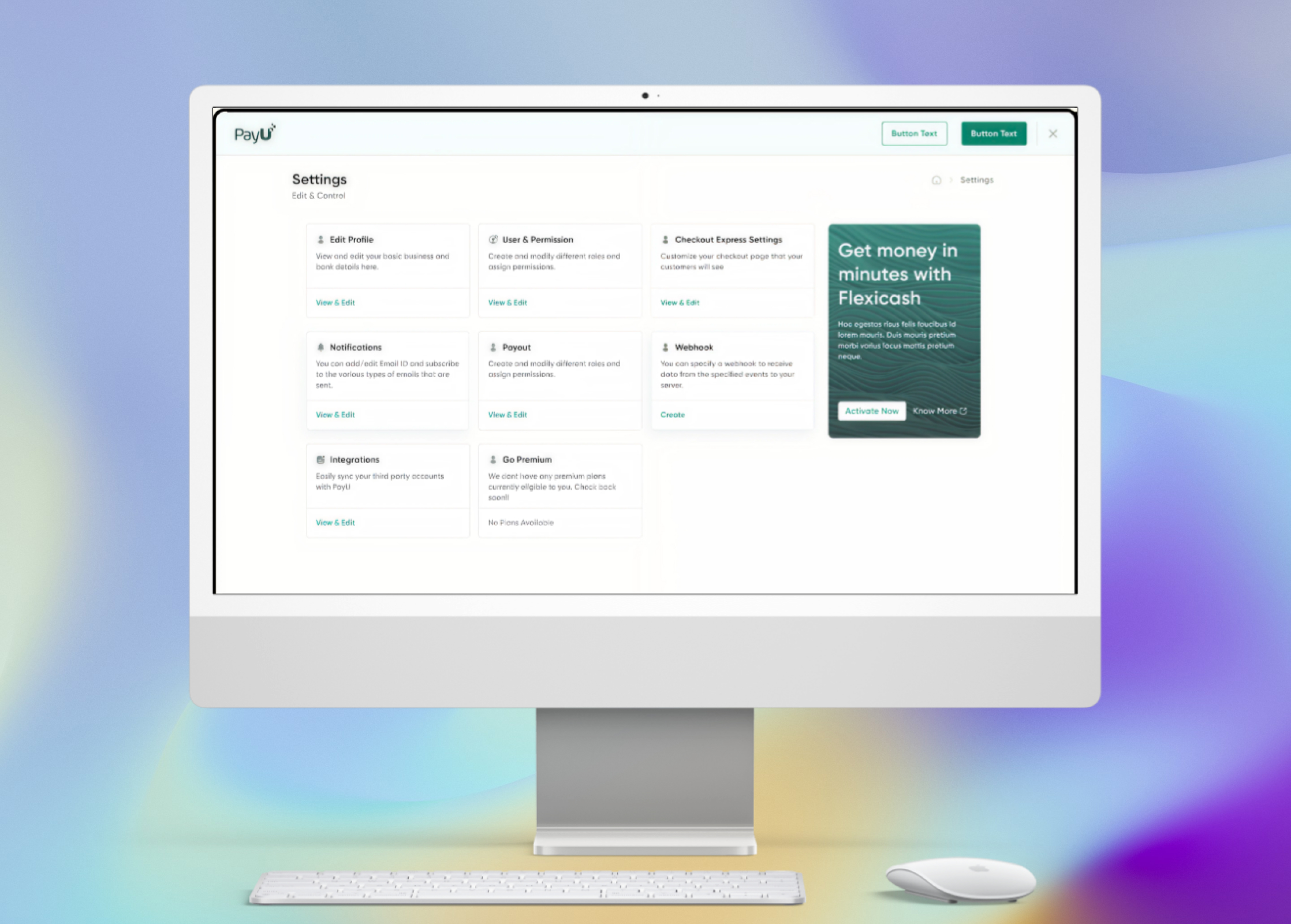 PayU Design System — Settings Page